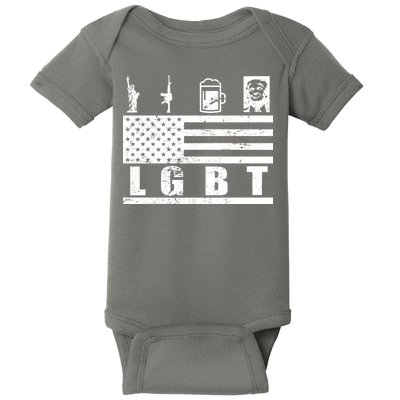 LGBT Distressed Liberty Guns Beer trump Baby Bodysuit