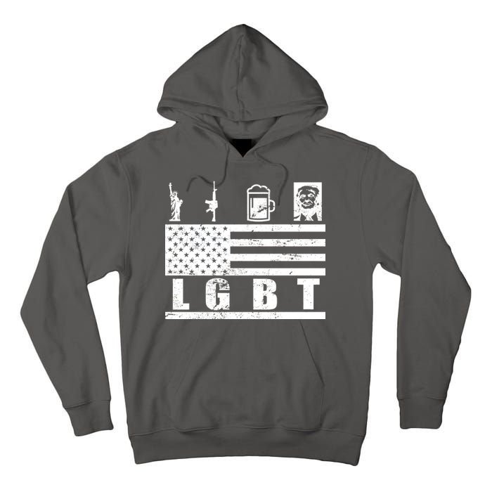 LGBT Distressed Liberty Guns Beer trump Tall Hoodie