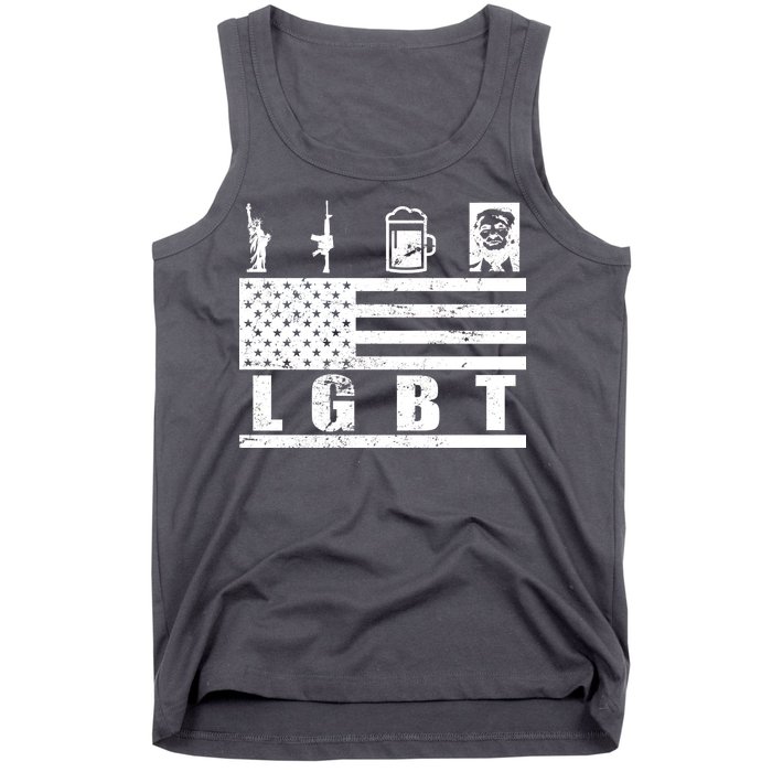 LGBT Distressed Liberty Guns Beer trump Tank Top