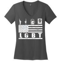 LGBT Distressed Liberty Guns Beer trump Women's V-Neck T-Shirt