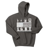 LGBT Distressed Liberty Guns Beer trump Kids Hoodie