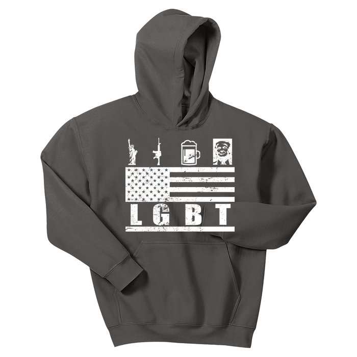 LGBT Distressed Liberty Guns Beer trump Kids Hoodie