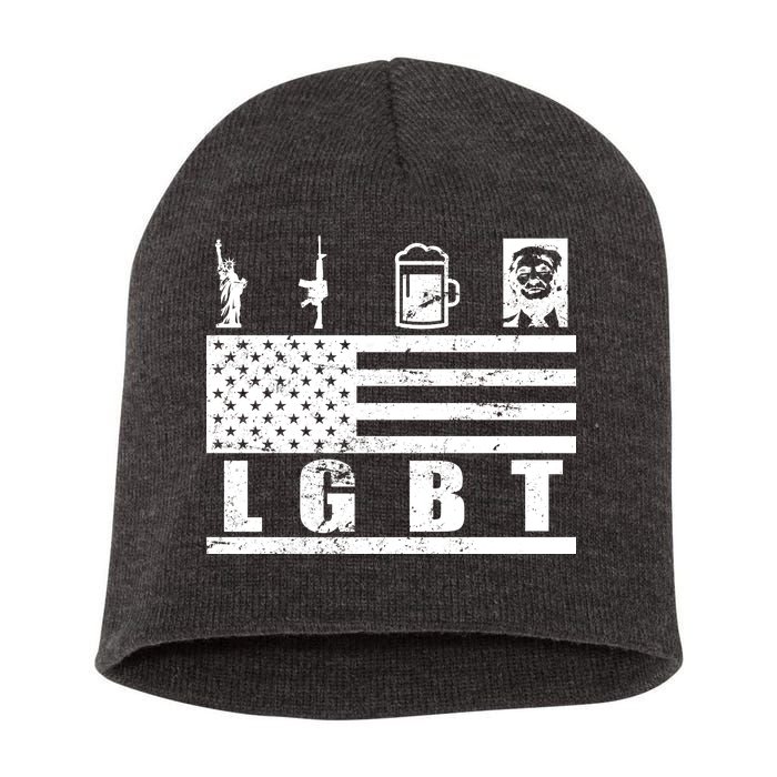 LGBT Distressed Liberty Guns Beer trump Short Acrylic Beanie