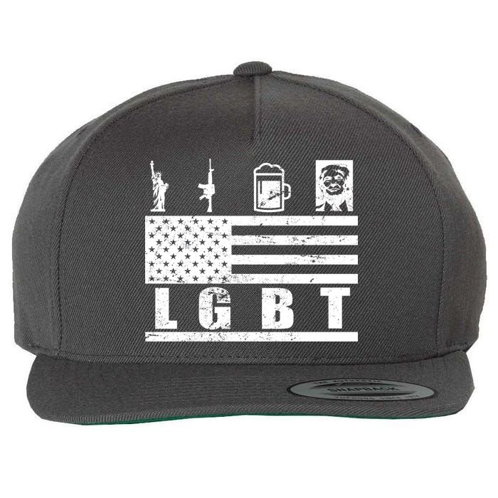 LGBT Distressed Liberty Guns Beer trump Wool Snapback Cap