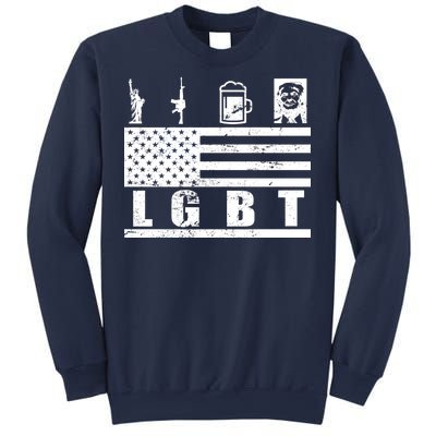 LGBT Distressed Liberty Guns Beer trump Sweatshirt