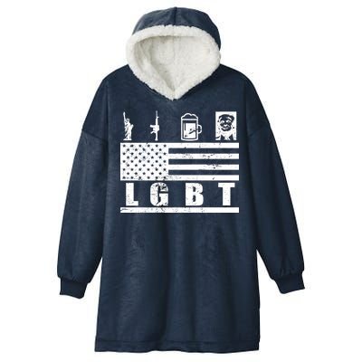 LGBT Distressed Liberty Guns Beer trump Hooded Wearable Blanket