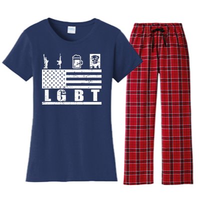 LGBT Distressed Liberty Guns Beer trump Women's Flannel Pajama Set