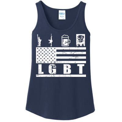 LGBT Distressed Liberty Guns Beer trump Ladies Essential Tank