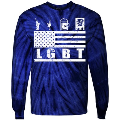 LGBT Distressed Liberty Guns Beer trump Tie-Dye Long Sleeve Shirt