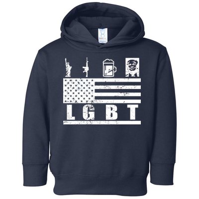 LGBT Distressed Liberty Guns Beer trump Toddler Hoodie