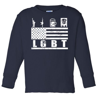 LGBT Distressed Liberty Guns Beer trump Toddler Long Sleeve Shirt