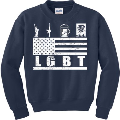 LGBT Distressed Liberty Guns Beer trump Kids Sweatshirt