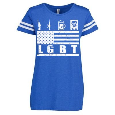 LGBT Distressed Liberty Guns Beer trump Enza Ladies Jersey Football T-Shirt