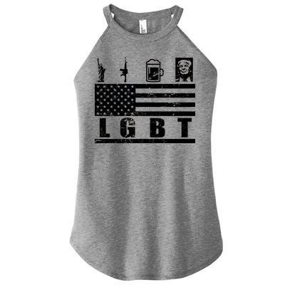 LGBT Distressed Liberty Guns Beer trump Women's Perfect Tri Rocker Tank