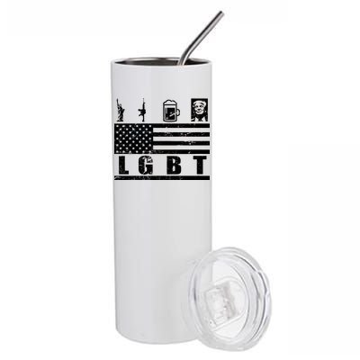 LGBT Distressed Liberty Guns Beer trump Stainless Steel Tumbler