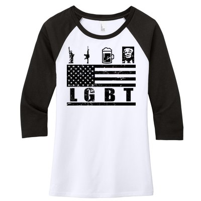 LGBT Distressed Liberty Guns Beer trump Women's Tri-Blend 3/4-Sleeve Raglan Shirt