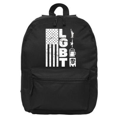 LGBT Flag Liberty Guns Beer Donald Trump  16 in Basic Backpack