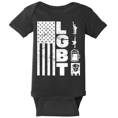 LGBT Flag Liberty Guns Beer Donald Trump  Baby Bodysuit