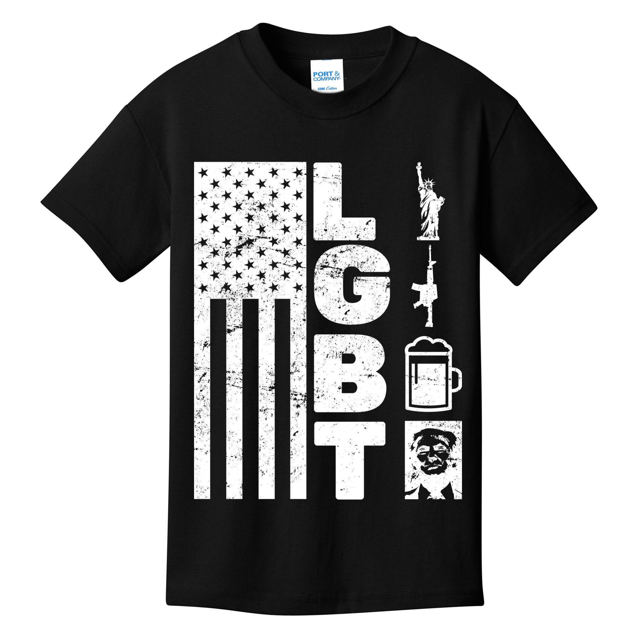 LGBT Flag Liberty Guns Beer Donald Trump  Kids T-Shirt