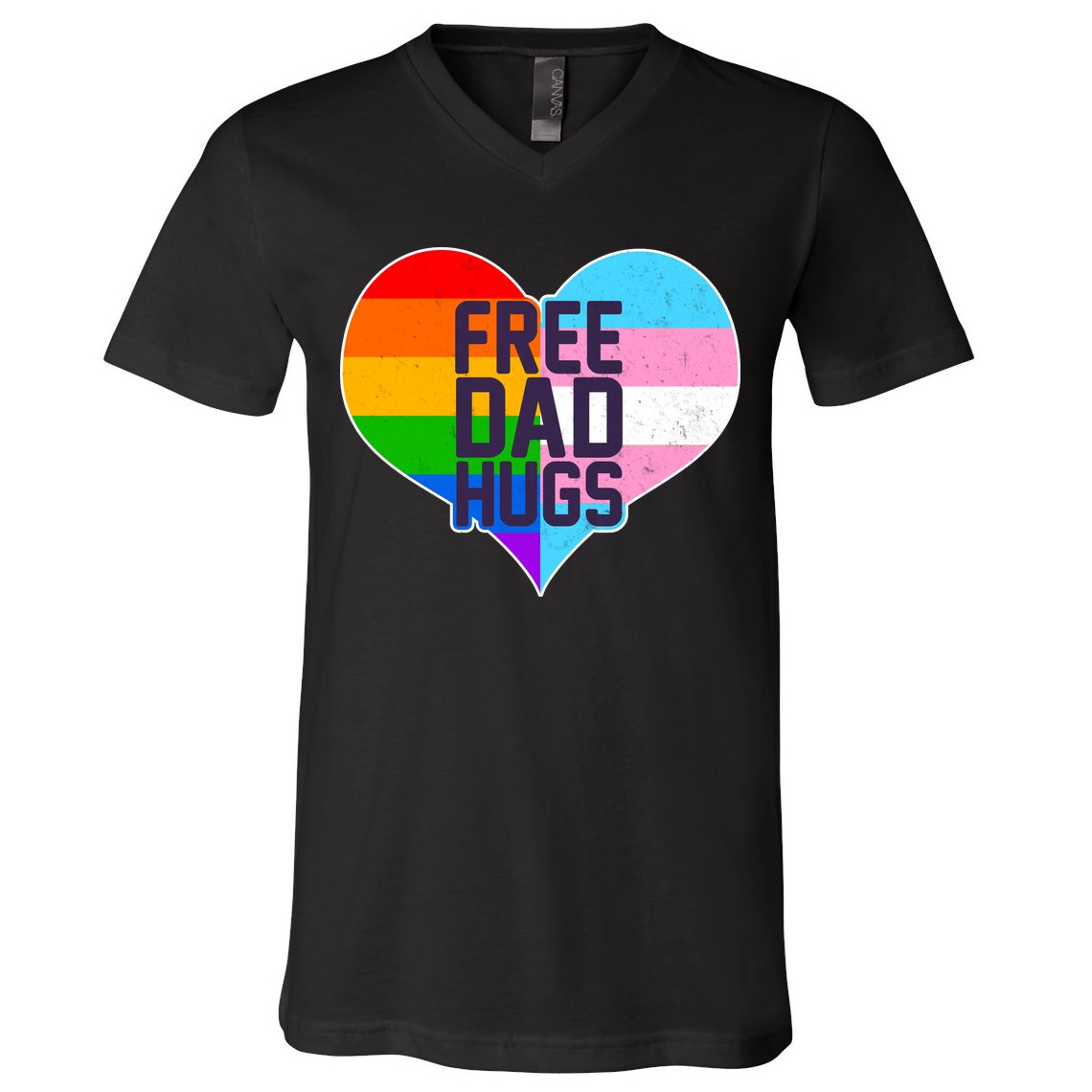 LGBT Free Dad Hugs Heart V-Neck T-Shirt