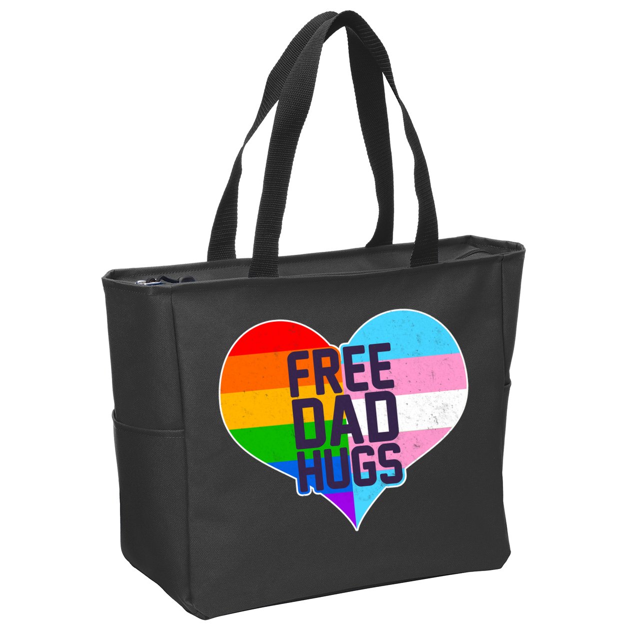 LGBT Free Dad Hugs Heart Zip Tote Bag