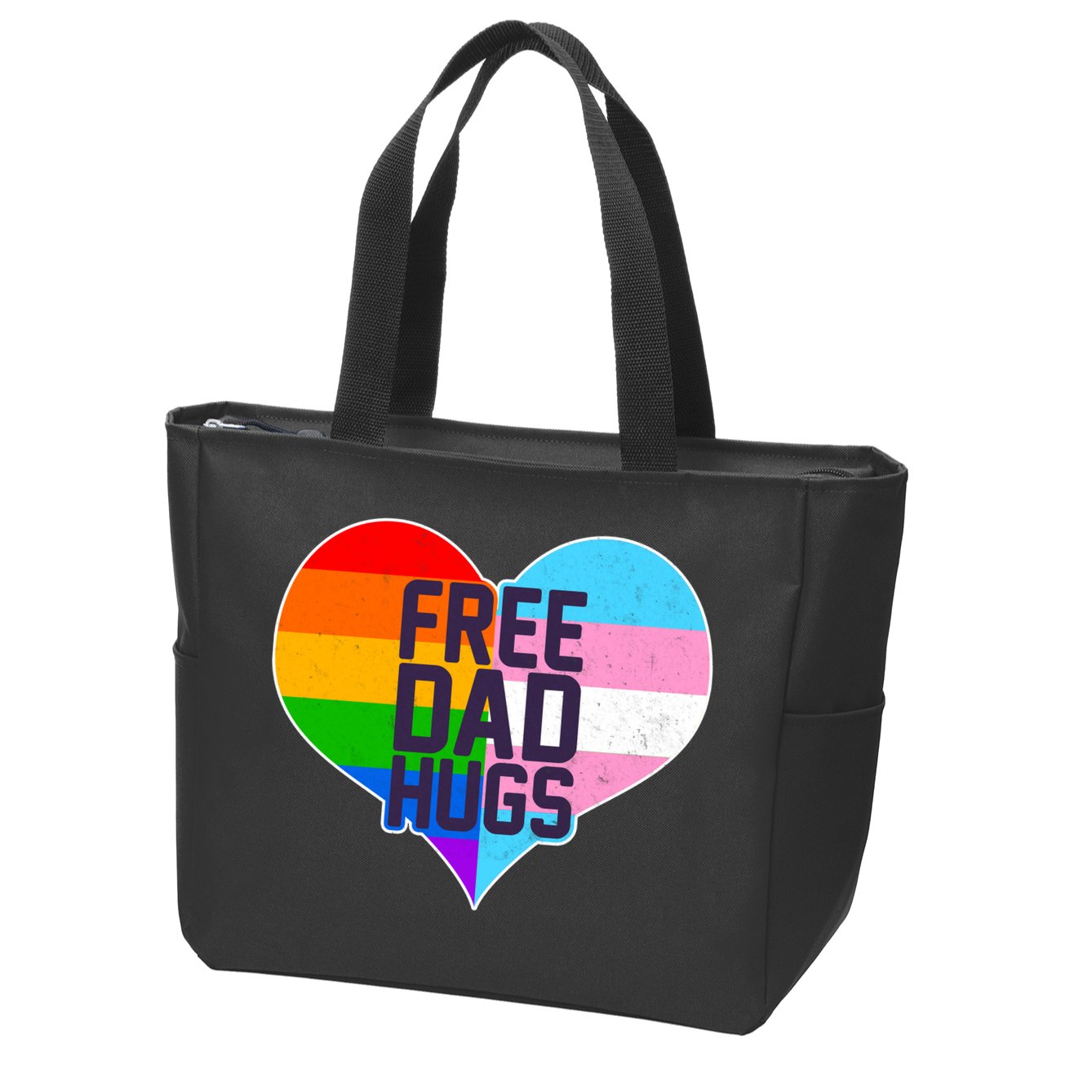 LGBT Free Dad Hugs Heart Zip Tote Bag