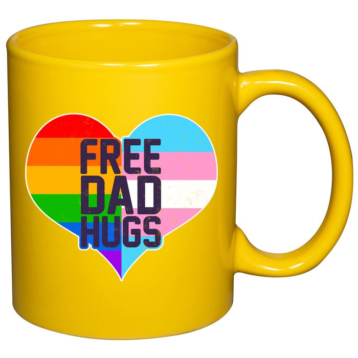 LGBT Free Dad Hugs Heart 11oz C Handle Ceramic Mug