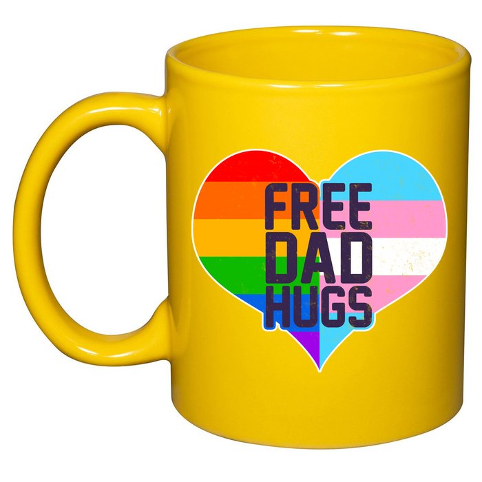 LGBT Free Dad Hugs Heart 11oz C Handle Ceramic Mug