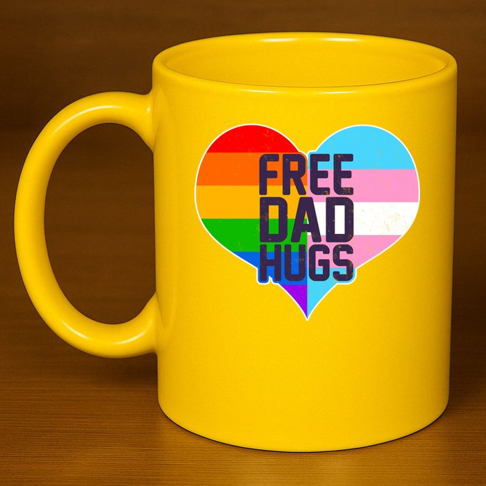 LGBT Free Dad Hugs Heart 11oz C Handle Ceramic Mug