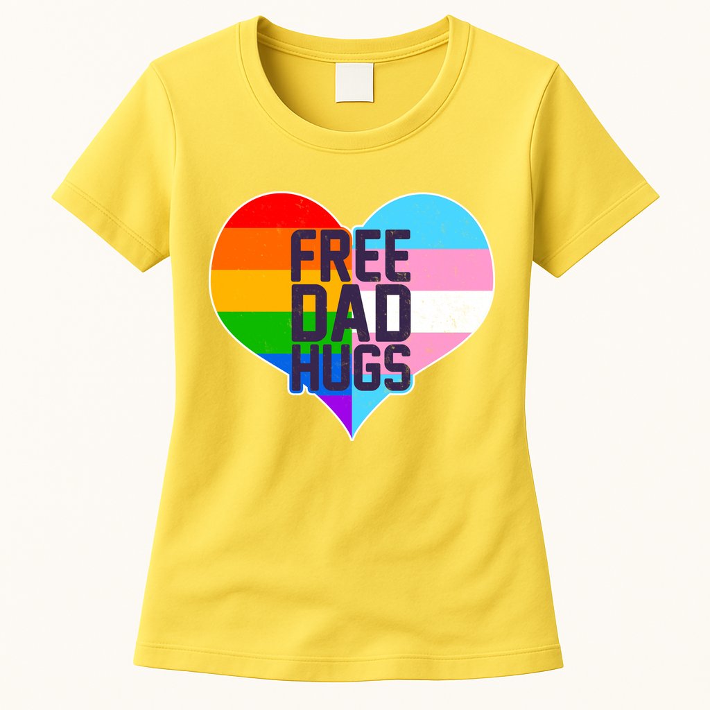LGBT Free Dad Hugs Heart Womens T-Shirt