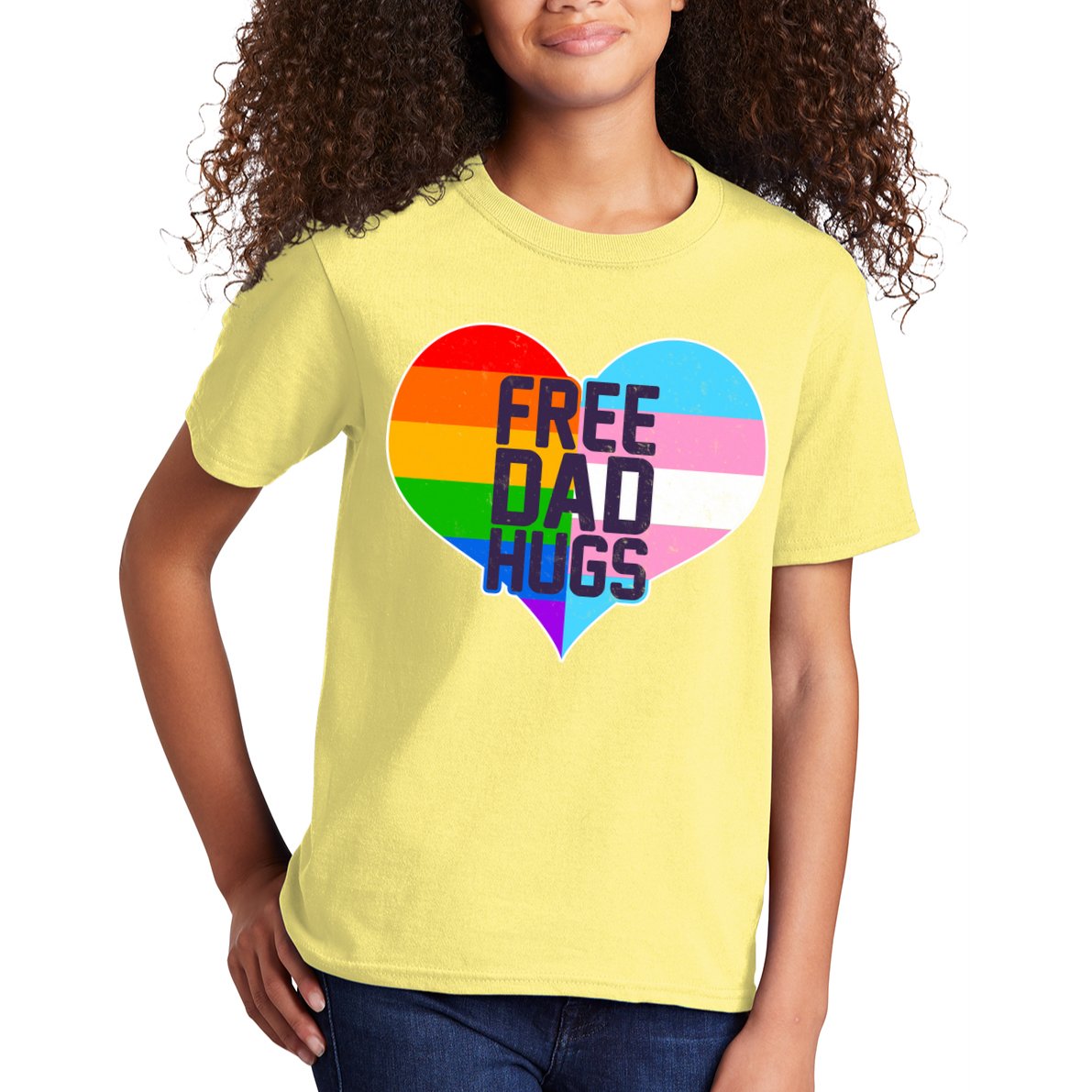 LGBT Free Dad Hugs Heart Kids T-Shirt