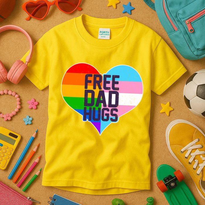 LGBT Free Dad Hugs Heart Kids T-Shirt