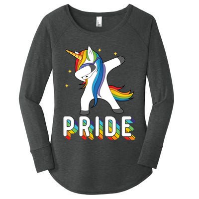 LGBT Gay Pride Dabbing Unicorn Women's Perfect Tri Tunic Long Sleeve Shirt