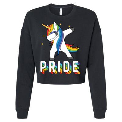 LGBT Gay Pride Dabbing Unicorn Cropped Pullover Crew