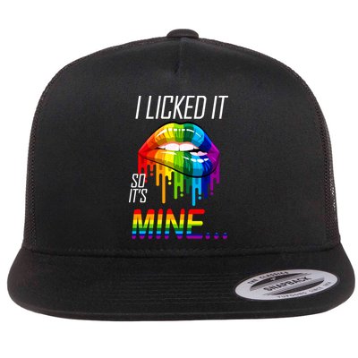 LGBT I Licked It So It's Mine Gay Pride Lips Flatbill Hat