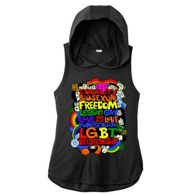 LGBT Illustration Ladies PosiCharge Tri-Blend Wicking Draft Hoodie Tank