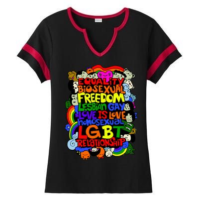 LGBT Illustration Ladies Halftime Notch Neck Tee