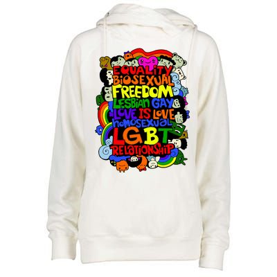 LGBT Illustration Womens Funnel Neck Pullover Hood