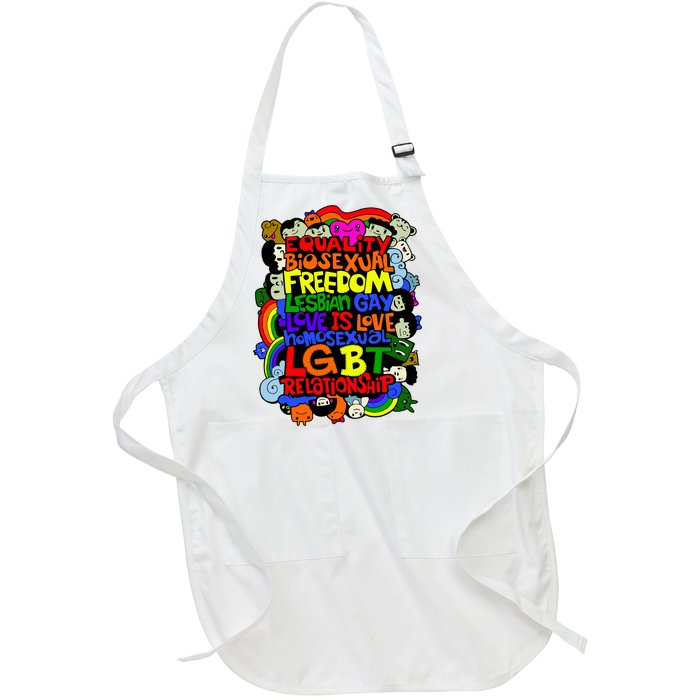 LGBT Illustration Full-Length Apron With Pockets