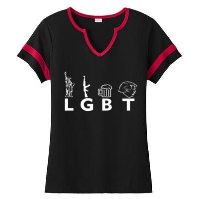 LGBT Lady Liberty Guns Beer Trump Donald Trump Ladies Halftime Notch Neck Tee