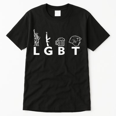 LGBT Lady Liberty Guns Beer Trump Donald Trump Tall T-Shirt