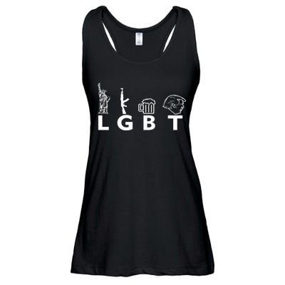 LGBT Lady Liberty Guns Beer Trump Donald Trump Ladies Essential Flowy Tank