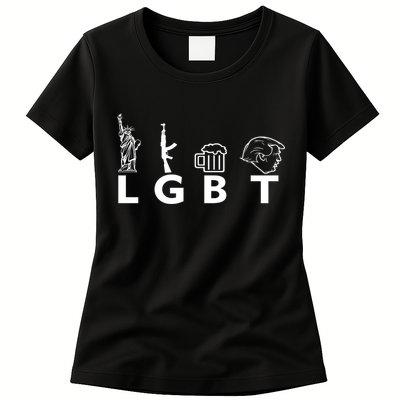 LGBT Lady Liberty Guns Beer Trump Donald Trump Womens T-Shirt