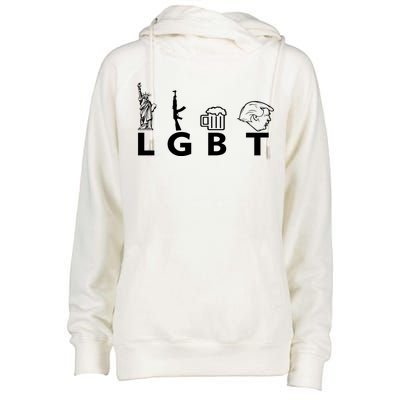 LGBT Lady Liberty Guns Beer Trump Donald Trump Womens Funnel Neck Pullover Hood