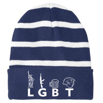 LGBT Lady Liberty Guns Beer Trump Donald Trump Striped Beanie with Solid Band