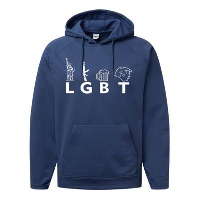 LGBT Lady Liberty Guns Beer Trump Donald Trump Performance Fleece Hoodie