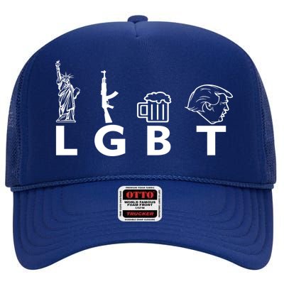 LGBT Lady Liberty Guns Beer Trump Donald Trump High Crown Mesh Back Trucker Hat