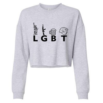 LGBT Lady Liberty Guns Beer Trump Donald Trump Cropped Pullover Crew