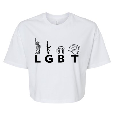 LGBT Lady Liberty Guns Beer Trump Donald Trump Bella+Canvas Jersey Crop Tee