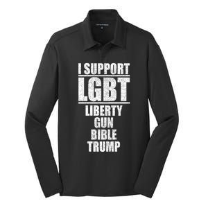 LGBT Liberty Gun Bible Trump Silk Touch Performance Long Sleeve Polo